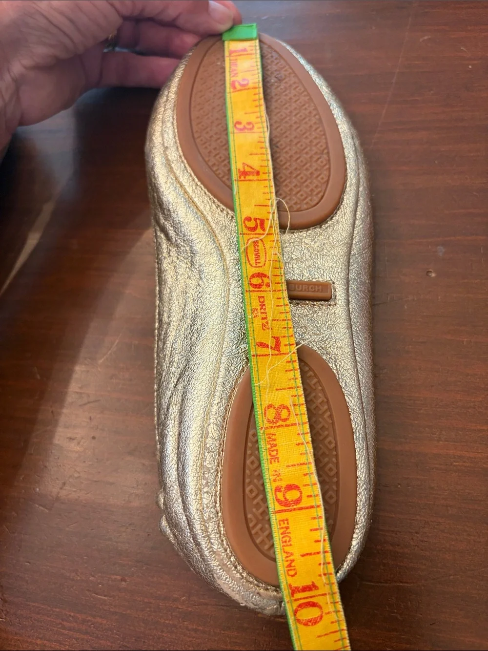 Tory Burch Metallic Gold Logo Ballet Flats
